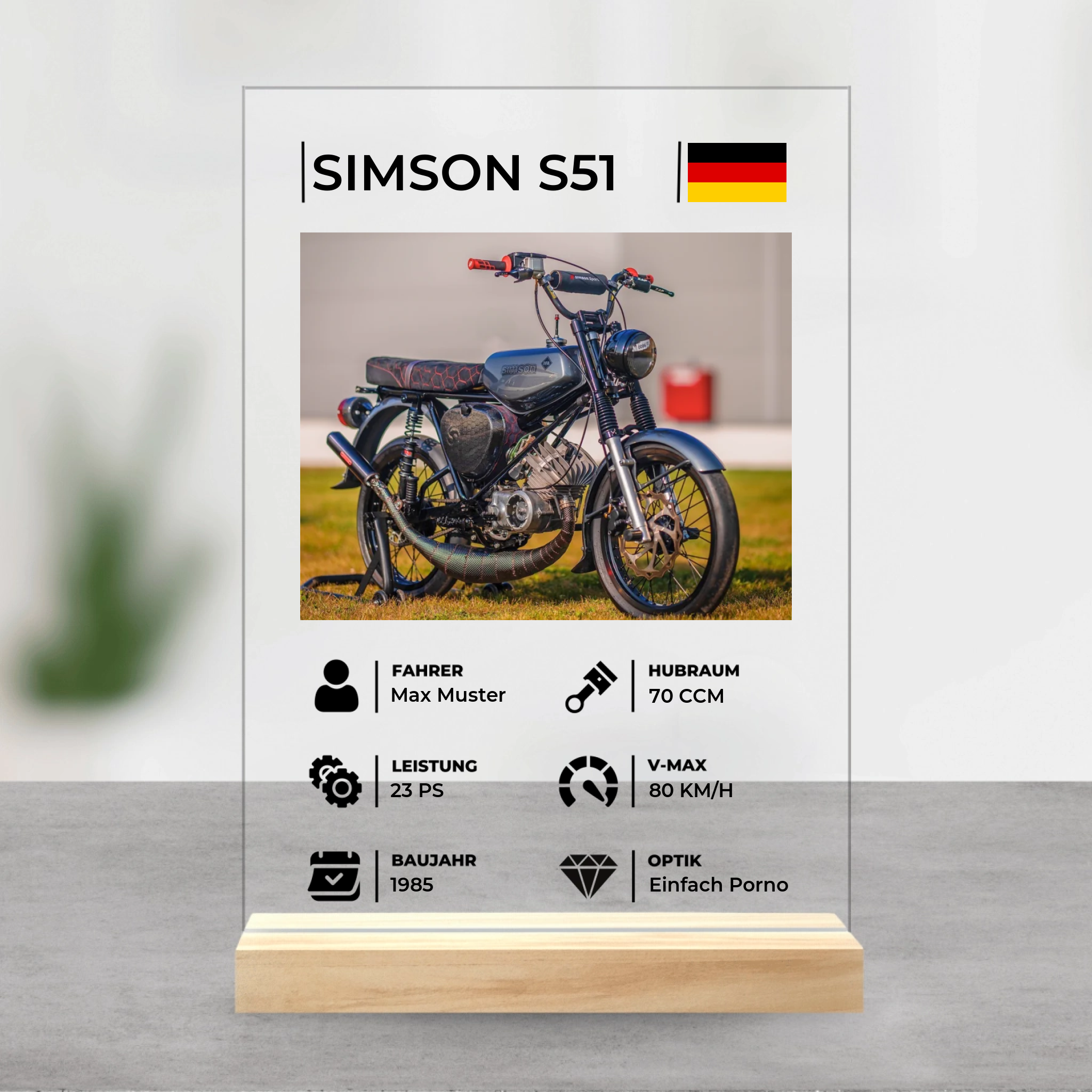 Moped Quartettkarte – Personalisiertes Acrylglas